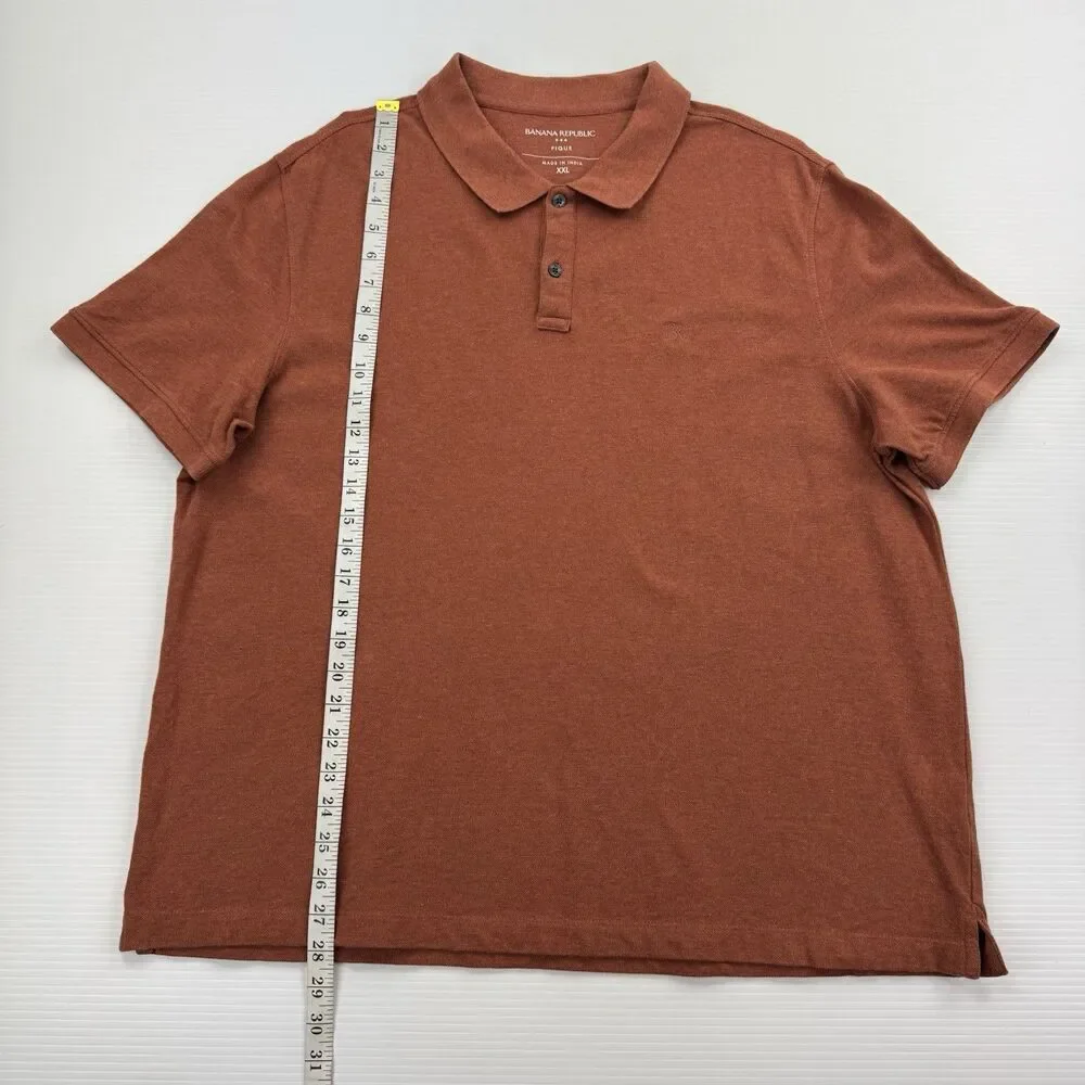 Banana Republic Polo Shirt XXL Pique Cotton Rust Preppy Normcore Classic Casual